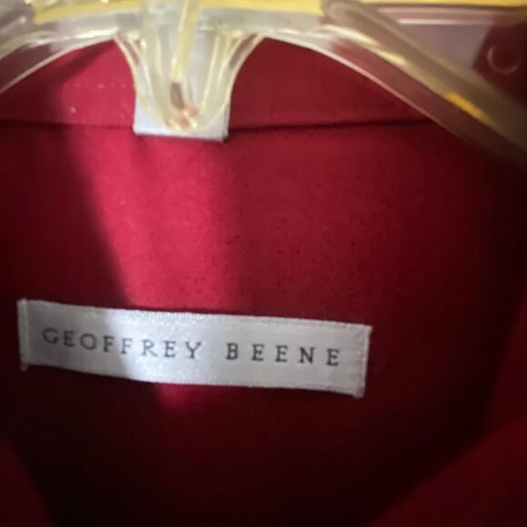 Geoffrey Beene Burgundy Men's Dress Shirt Size XL17 Long Sleeve Button Down - Picture 9 of 11